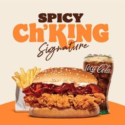 [อร่อยซ่ากับโค้ก] ชุดเบอร์เกอร์สะโพกไก่ทอดรสเผ็ด ซอสบาร์บีคิว เบคอน