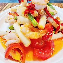 ตำไหลบัวกุ้งลวก