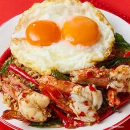 ข้าวกะเพราป่าเถื่อน กุ้งลายเสือ