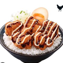 ข้าวหน้าไก่ทอดคาราเกะ+ซุปมิโซะ