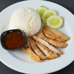 Dl ข้าวสเต็กหมูสันนอก จิ้มแจ่ว