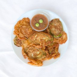 น้ำพริกกะปิ+มะเขือยาวชุบไข่ทอด