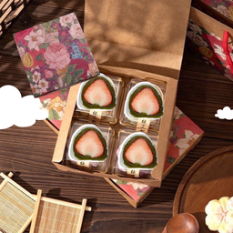 เซ็ทไดฟุกุ  4ชิ้น กล่องสีน้ำตาล (สตรอว์ด้านใน) ปั้นสดใหม่15นาที