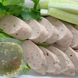 ข้าวหมูยอพริกไทยดำลวกจิ้ม น้ำจิ้มซีฟู้ด