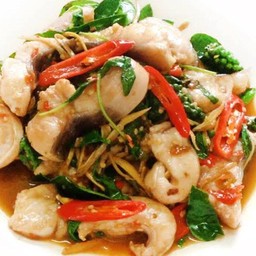 ข้าว ผัดเผ็ดปลากดคัง