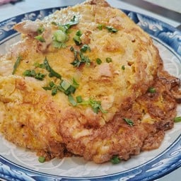 ไข่เจียวไก่สับราดข้าว