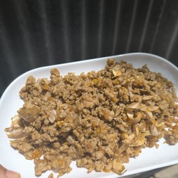 หมูสับกระเทียม  กับข้าว