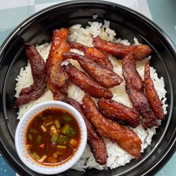 ข้าวสวย+หมูทอด