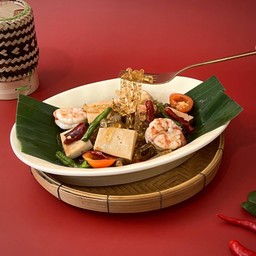 ตำเส้นแก้ว หมูยอ ปลาร้านัว