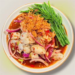 ยำหอยนางรมพริกเผา ( ไม่มีกถิน )