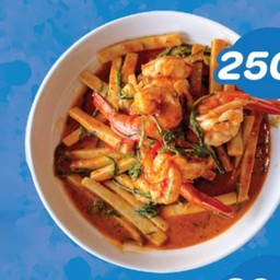 แกงคั่วกุ้งขาวยอดมะพร้าว