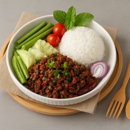 V18 ข้าวลาบเนื้อสับ