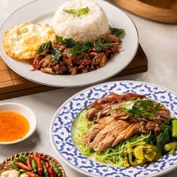 [เซตสุดฮิต] บะหมี่หยกขาหมู (แห้ง) + ข้าวราดกะเพราขาหมูสุดแซ่บ