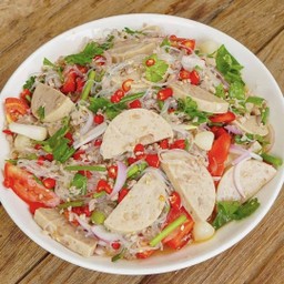 [อร่อยซ่ากับโค้ก] ยำวุ้นเส้นหมูสับ+หมูยอ +  โค้ก ออริจินัล (ขวด) 