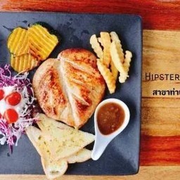 สเต็กอกไก่พริกไทยดำ