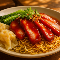 บะหมี่เกี๊ยวแห้งคลุกหมูแดง