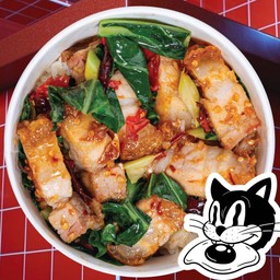 ข้าวคะน้าหมูกรอบ