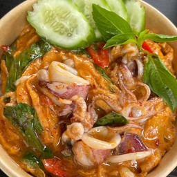 ข้าวไข่ข้นห่อหมกปลาหมึก