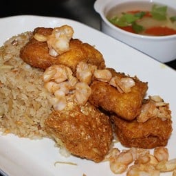 ข้าวมันปลาขมิ้นเจ&แซลมอนเจ