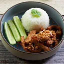 ข้าวกับหมูทอด