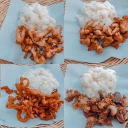 ชุดข้าวเหนียว+เครื่องในไก่ทอด