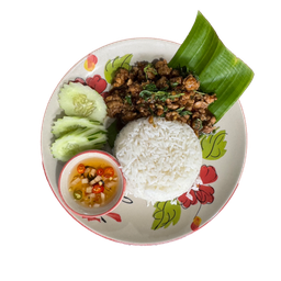 กระเพราราดข้าว (Stir-fried basil on rice)