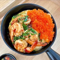 ไข่ข้นกะเพรากุ้ง-ไข่กุ้ง