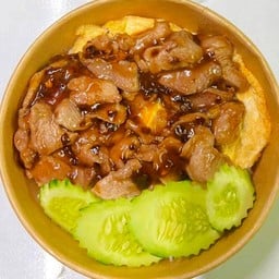 หมูชิ้นผัดกระเทียม+ไข่ข้น