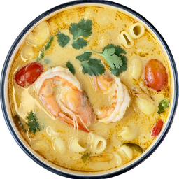 มักกะโรนีต้มยำกุ้งน้ำข้น