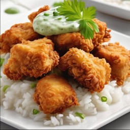 ข้าวไก่ทอด ซอสวาซาบิมาโย