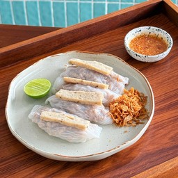 ปากหม้อญวน( ไม่ใส่ผัก หมูสับล้วน+หมูยอ ผัดไส้ใหม่แยก) 4  ชิ้นตามรูปภาพ