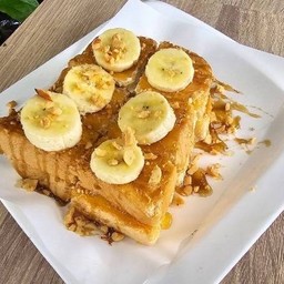 ปังปิ้งเนย+กล้วยหอม+อัลมอนด์