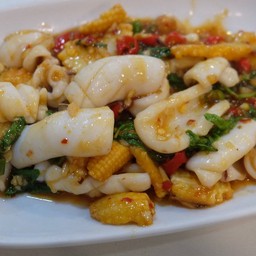 ผัดกะเพราปลาหมึก