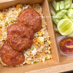 ข้าวผัดไข่ - โปะหมูก้อนวุ้นเส้น 3 ชิ้น