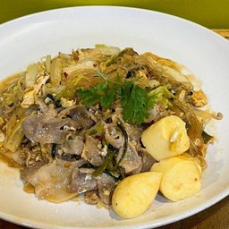 1.สุกี้แห้งหมู+เต้าหู้ไข่