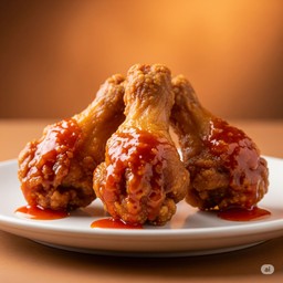ปีกบนไก่ทอดแป้งบางกรอบคลุกซอส 3 ชิ้น