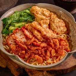 บะหมี่สดห่อเกี๊ยวน้ำพริกกากหมู (เลือกได้)