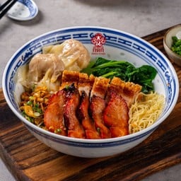 บะหมี่เกี๊ยวหมูแดง+หมูกรอบ