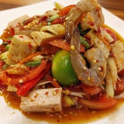 ตำกุ้งสดหมูยอ