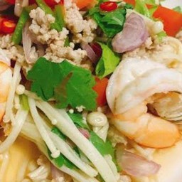 ยำเห็ดเข็มทองวุ้นเส้นหมูสับกุ้ง