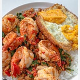 กระเพราอิสานแซ่บ ตลาดน้ำอุ่ร