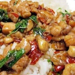 กระเพราไก่ราดข้าว$