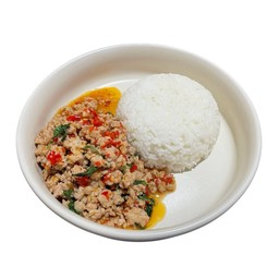 กะเพราหมูสับสูตรคุณแม่ ( ราดข้าว )