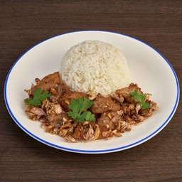 ข้าว เนื้อ / ไก่ / หมู ทอดกระเทียม