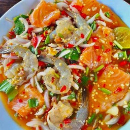 ยำ กุ้ง + แซลมอน