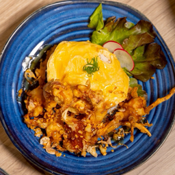 ข้าวไข่ข้น+ทอดกระเทียมพริกไทย