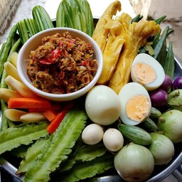 ชุดน้ำพริกปลาทู ชุดใหญ่+ไข่ต้ม 2 ฟอง