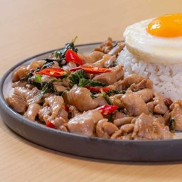 Spicy Basil Chicken With Rice (No Egg)