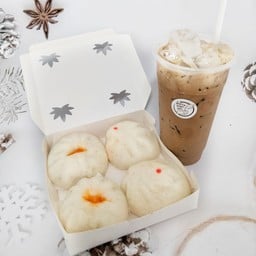 ชุดซาลาเปาหมูสับ2หมูแดง2+เครื่องดื่มรสนม