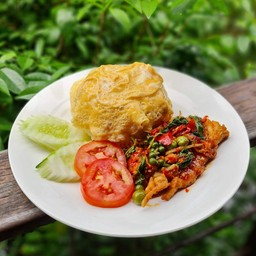 ข.ปลาน้ำดอกไม้ผัดฉ่า+ไข่ข้น